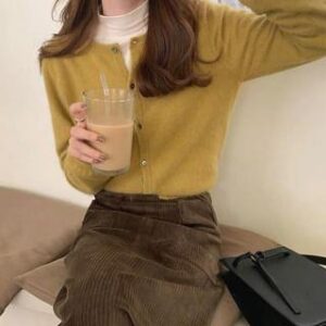 Plain Cardigan Yellow 248066999