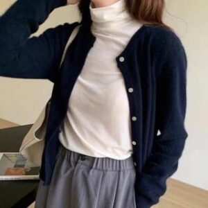 Plain Cardigan Navy Blue 248067004