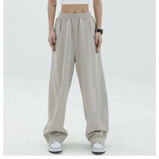 Elastic Waist Plain Baggy Sweatpants Gray by Rosesand