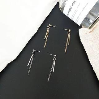 Bar Chain Tassel Dangle Earrings Earring - Silver | Jael by Jael