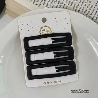 Plain Alloy Hair Clip (various designs) / Set 03 - Set Of 3 - Black by LIDO