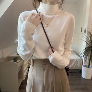 Mock Neck Plain Sweater White by Ukiyo
