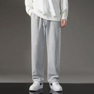 Drawstring Straight-Cut Sweatpants 604 - With Lining - Light Gray 249993953