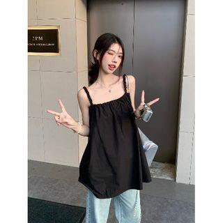 Plain Open Back Flowy Cami Top Black by monroll