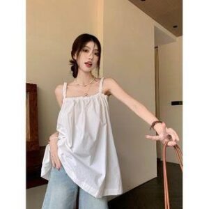 Plain Open Back Flowy Cami Top White 250164777