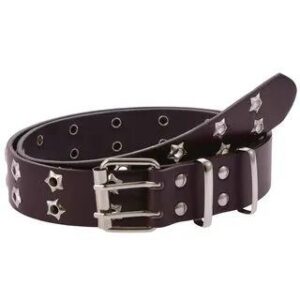 Punk Star Stud Faux Leather Eyelet Belt Coffee | Malnia Home 250164873
