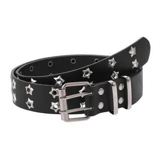 Punk Star Stud Faux Leather Eyelet Belt Black | Malnia Home by Malnia Home