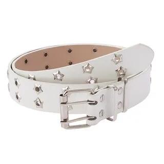 Punk Star Stud Faux Leather Eyelet Belt White | Malnia Home by Malnia Home