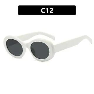 Oval Vintage Sunglasses White Frame - Lens - Dark Gray | iLANURA by iLANURA