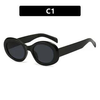 Oval Vintage Sunglasses Black Frame - Lens - Dark Gray | iLANURA by iLANURA
