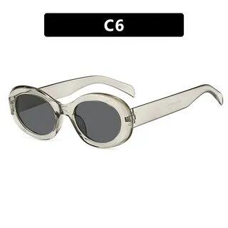 Oval Vintage Sunglasses Translucent Gray Frame - Lens - Dark Gray by iLANURA