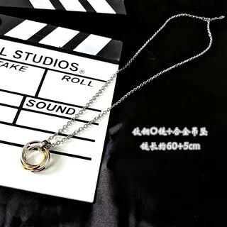 Interlocking Ring Pendant Necklace Titanium Steel - Necklace & Pendant - Gold - 60cm by Soosina