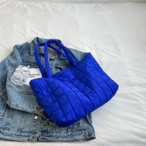 Quilted Tote Bag Dark Blue 251231525
