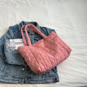 Quilted Tote Bag Pink 251231526