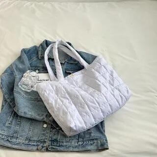 Quilted Tote Bag White by Maorong