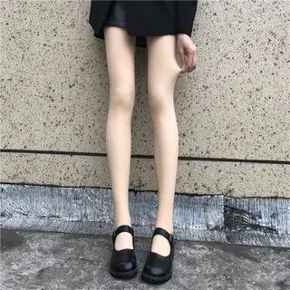 Plain Tights / Stirrup Tights Thin Fleece Lining - 220g - Stirrup - Black by Gentiana