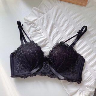 Lace Wireless Push Up Bra / Panty / Set Bra Top - Black by Gecko