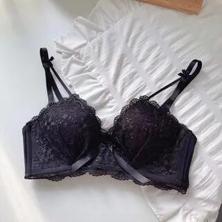 Lace Wireless Push Up Bra / Panty / Set Bra Top - Black - 75AB by Gecko