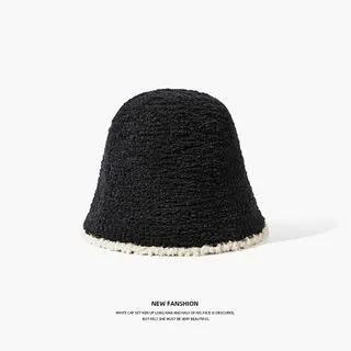 Contrast Trim Knit Bucket Hat 2518 - White Trim - Black by Raconteur