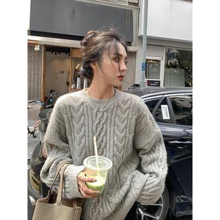 Oversized Cable-Knit Sweater Gray by mesaerra