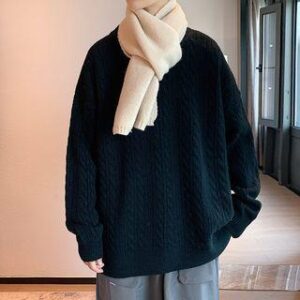Oversized Cable-Knit Sweater Black 251234037