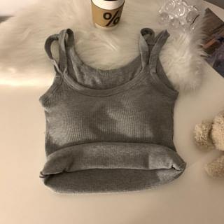 Plain Strappy Camisole Top with Pad Gray by Moon City