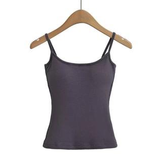 Plain Slim-Fit Padded Crop Cami Top Dark Gray by Asiris