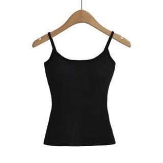 Plain Slim-Fit Padded Crop Cami Top Black by Asiris