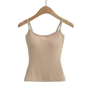 Plain Slim-Fit Padded Crop Cami Top Khaki by Asiris