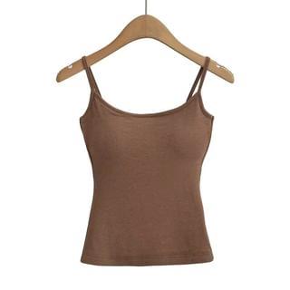 Plain Slim-Fit Padded Crop Cami Top Coffee by Asiris