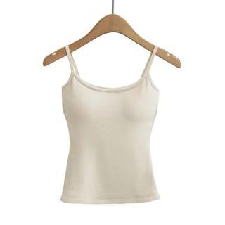 Plain Slim-Fit Padded Crop Cami Top Almond by Asiris