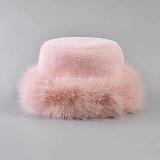 Plain Faux-Fur Cossack Hat Pink by Raconteur
