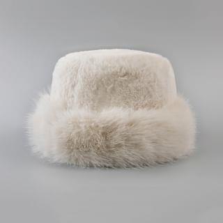 Plain Faux-Fur Cossack Hat Beige by Raconteur