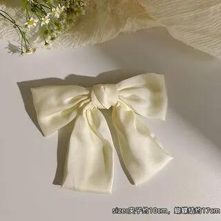 Bow Fabric Hair Clamp / Hair Clip / Scrunchie / Set (Various Designs) 12 - 1 Pc - Champagne by LIDO