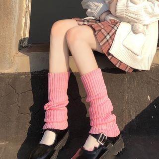 Ribbed Knit Leg Warmers Pink by Mimiyu