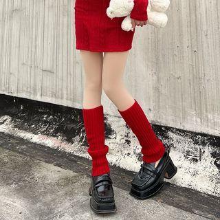 Ribbed Knit Leg Warmers Red by Mimiyu