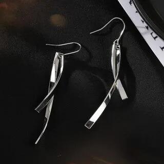 925 Sterling Silver Drop Earring 1 Pair - Silver | Kamuel by Kamuel