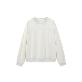 Crew Neck Plain Pullover / Accordion Pleated Mini A-Line Skirt Sweatshirt - Light Almond by Okalpis