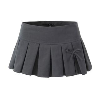 Low Rise Plain Mini Pleated Skirt Gray by Asiris