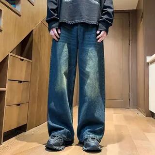 Mid Rise Wash Wide Leg Jeans Blue by Kenning