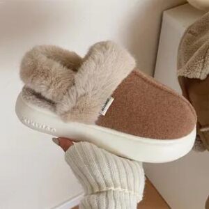 Plain Fleece Panel Home Slippers Brown - 36 to 37 251237614