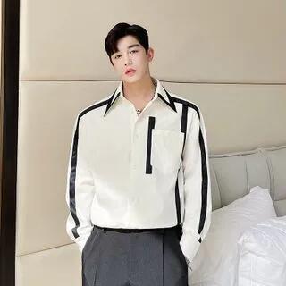 Contrast Trim Shirt Black by Patow