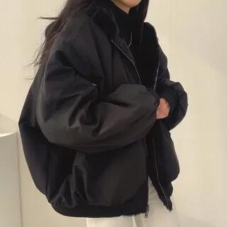 Plain Hooded Fleece-Lined Zip Jacket Black by Acoustic Rain