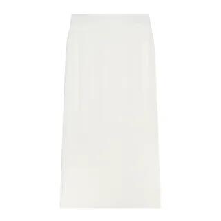 High Waist Plain Ribbed Knit Maxi Pencil Skirt Milky White by Wildfoea