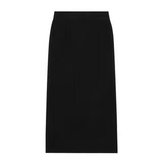 High Waist Plain Ribbed Knit Maxi Pencil Skirt Black by Wildfoea