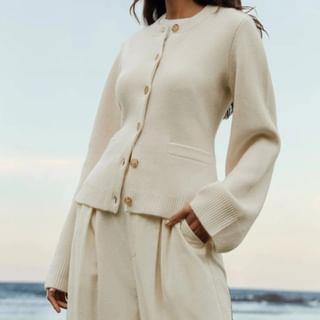 Bell Sleeve Plain Cardigan Khaki by Rosesand