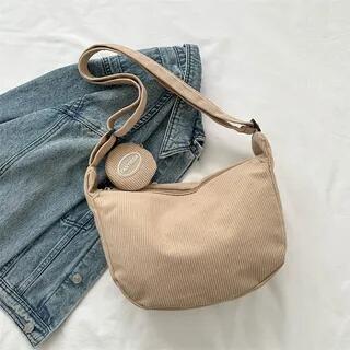 Plain Corduroy Crossbody Bag (Charm NOT Inclued) Without Charm - Khaki by Maorong