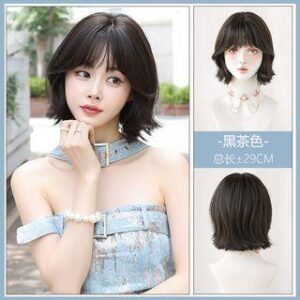 Medium Full Wig - Wavy Dark Blackish Brown 251320670