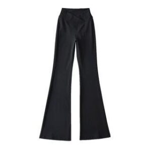 V-Shape Plain Flared Pants Black 251357864