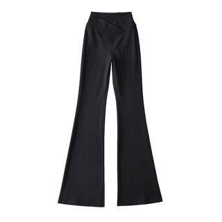 V-Shape Plain Flared Pants Black by Asiris